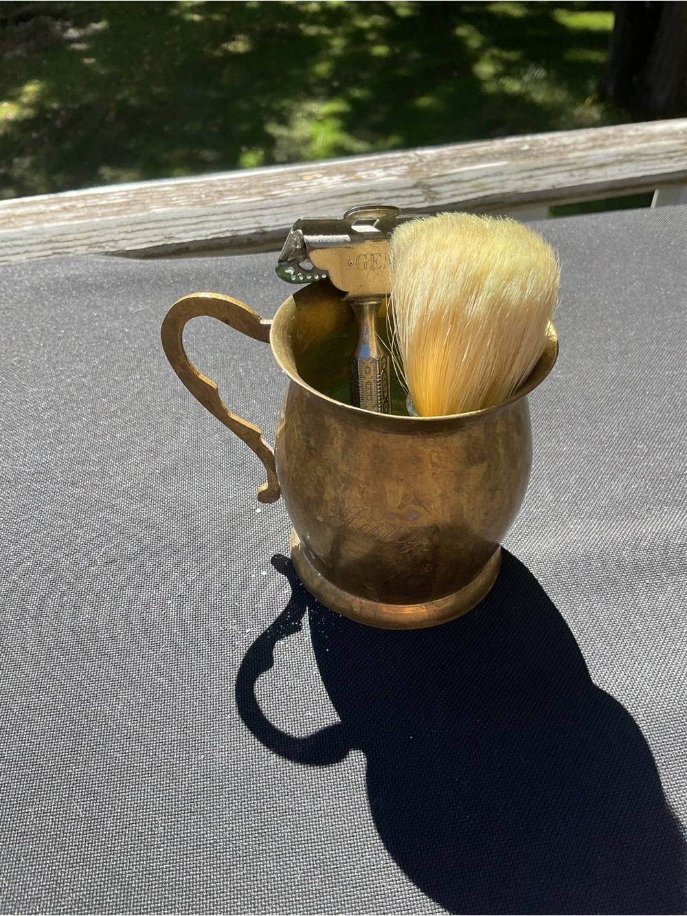 Vintage Trio Shaving Kit Brass brush/Gem Razor & Brass Cup